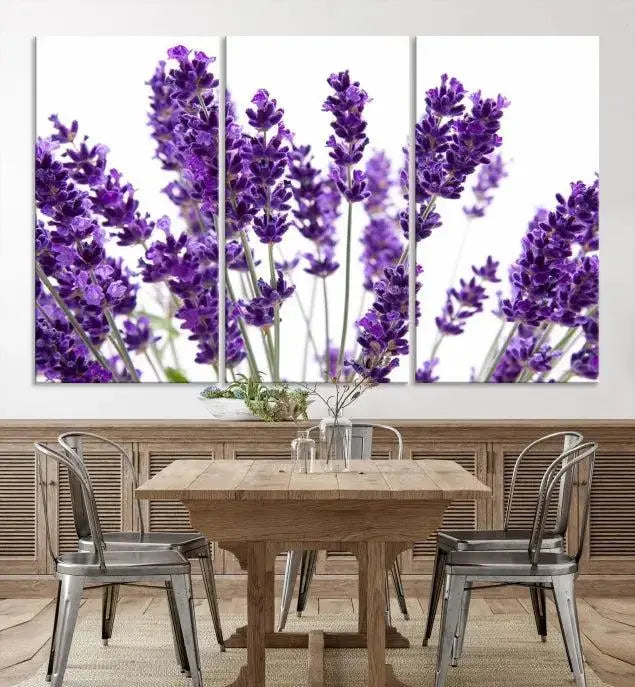 Lavender Flower Wall Art Canvas Print displayed on a museum-quality canvas against a white background.