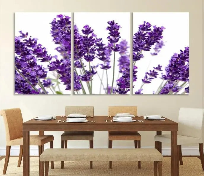 Lavender Flower Wall Art Canvas Print displayed on a museum-quality canvas against a white background.