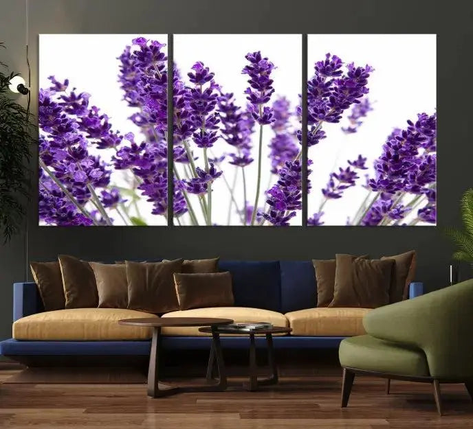 Lavender Flower Wall Art Canvas Print displayed on a museum-quality canvas against a white background.