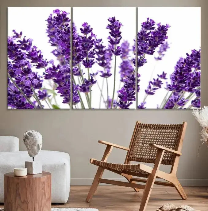 Lavender Flower Wall Art Canvas Print displayed on a museum-quality canvas against a white background.