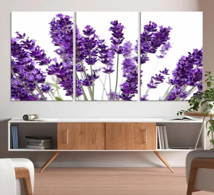 Lavender Flower Wall Art Canvas Print displayed on a museum-quality canvas against a white background.