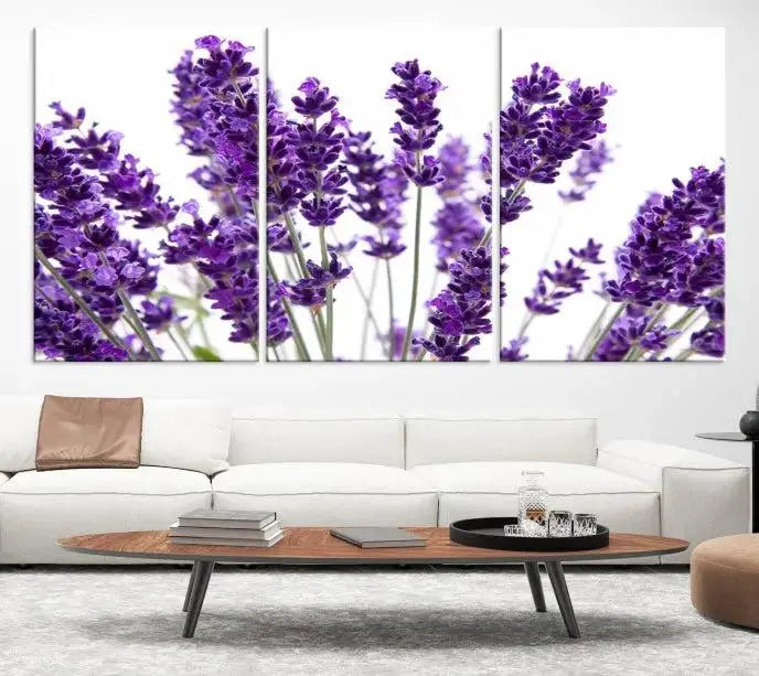 Lavender Flower Wall Art Canvas Print displayed on a museum-quality canvas against a white background.