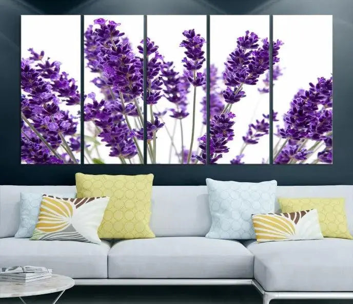 Lavender Flower Wall Art Canvas Print displayed on a museum-quality canvas against a white background.