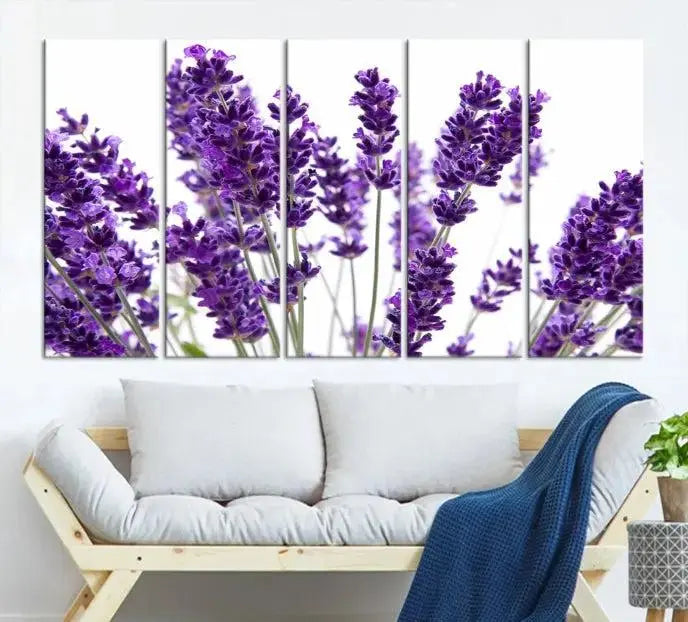 Lavender Flower Wall Art Canvas Print displayed on a museum-quality canvas against a white background.