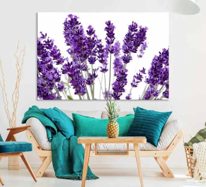 Lavender Flower Wall Art Canvas Print displayed on a museum-quality canvas against a white background.