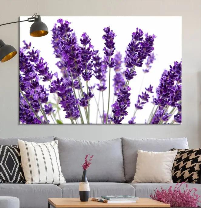 Lavender Flower Wall Art Canvas Print displayed on a museum-quality canvas against a white background.