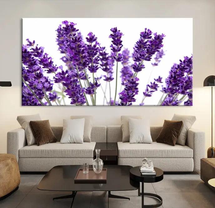 Lavender Flower Wall Art Canvas Print displayed on a museum-quality canvas against a white background.