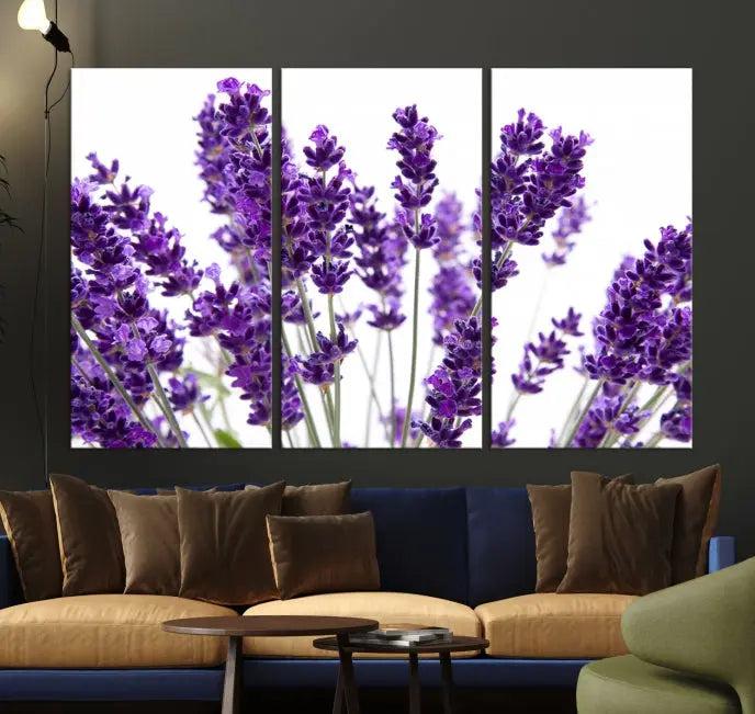 Lavender Flower Wall Art Canvas Print displayed on a museum-quality canvas against a white background.