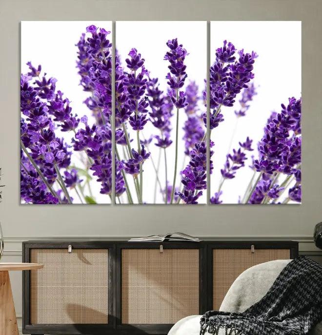 Lavender Flower Wall Art Canvas Print displayed on a museum-quality canvas against a white background.