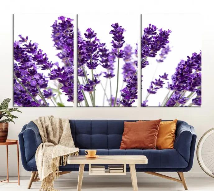 Lavender Flower Wall Art Canvas Print displayed on a museum-quality canvas against a white background.