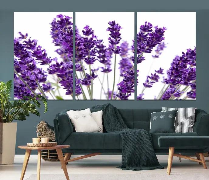 Lavender Flower Wall Art Canvas Print displayed on a museum-quality canvas against a white background.