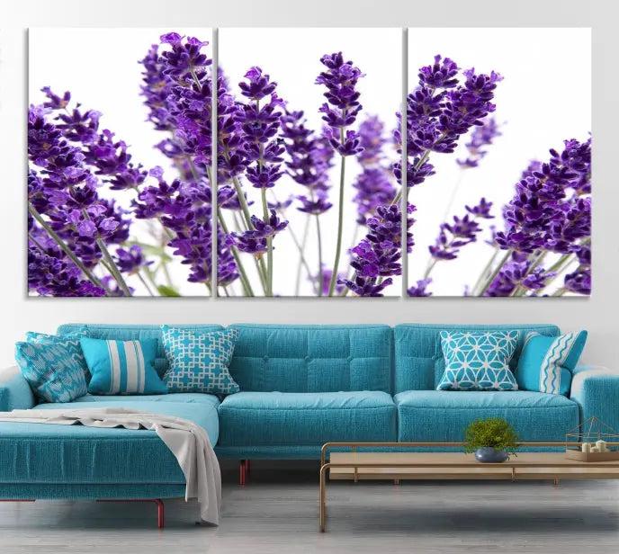 Lavender Flower Wall Art Canvas Print displayed on a museum-quality canvas against a white background.