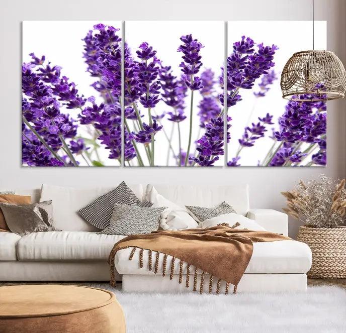 Lavender Flower Wall Art Canvas Print displayed on a museum-quality canvas against a white background.