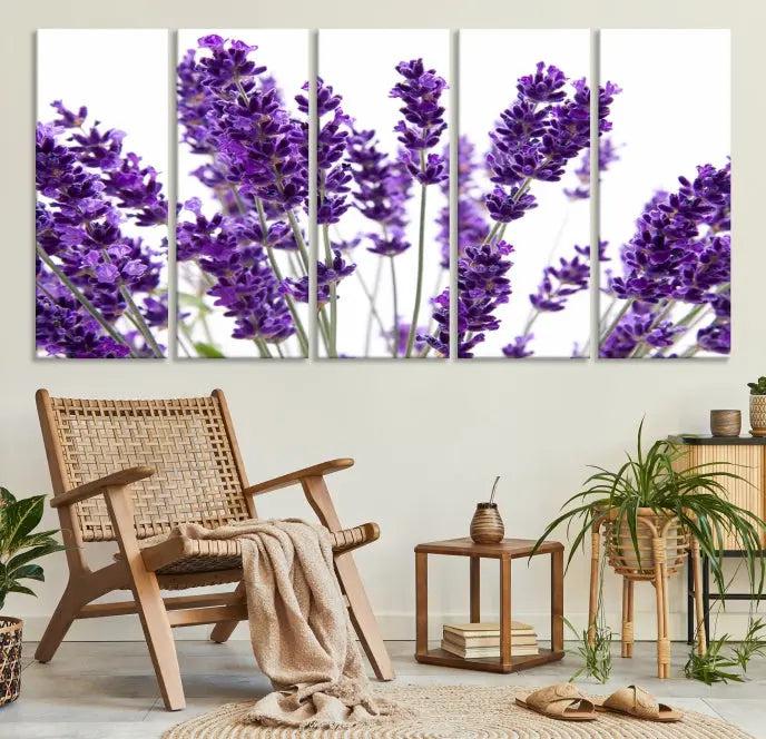 Lavender Flower Wall Art Canvas Print displayed on a museum-quality canvas against a white background.