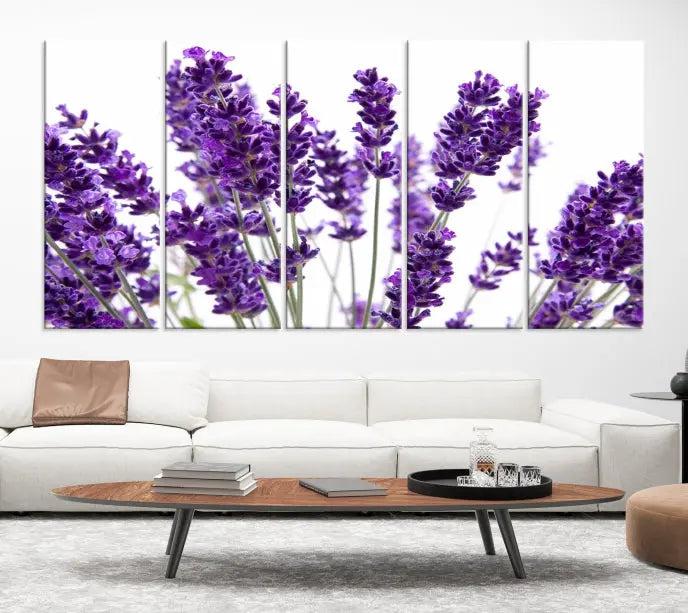 Lavender Flower Wall Art Canvas Print displayed on a museum-quality canvas against a white background.