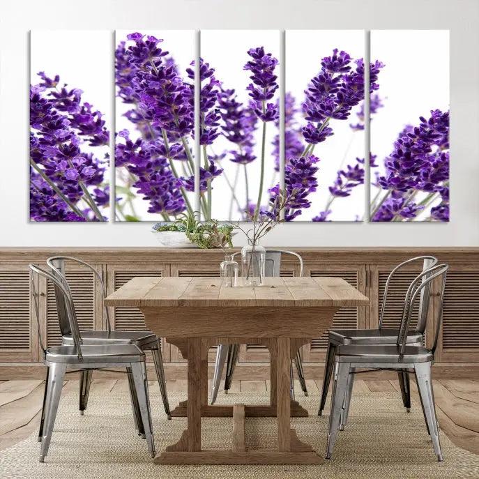 Lavender Flower Wall Art Canvas Print displayed on a museum-quality canvas against a white background.