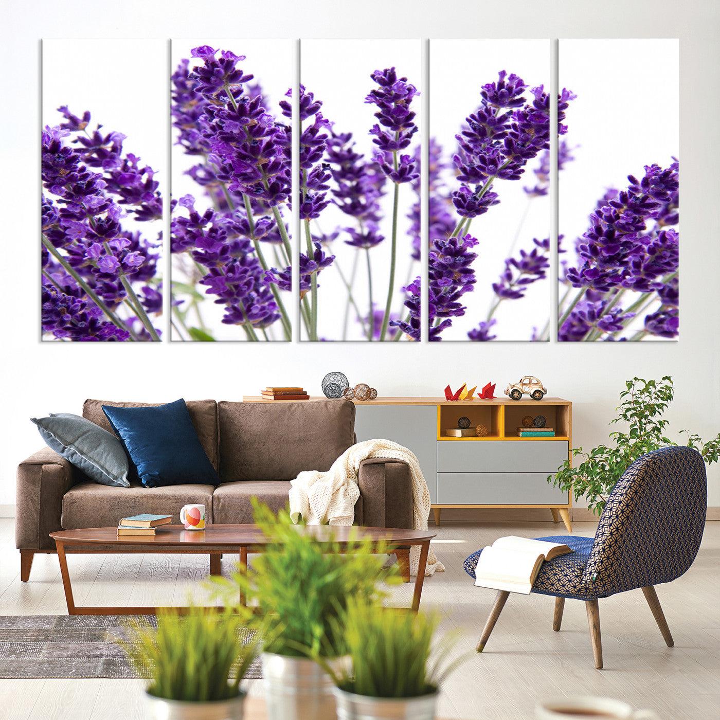 76859-MGV-CV-60X31-5P-Lavender Flower Wall Art Canvas Print