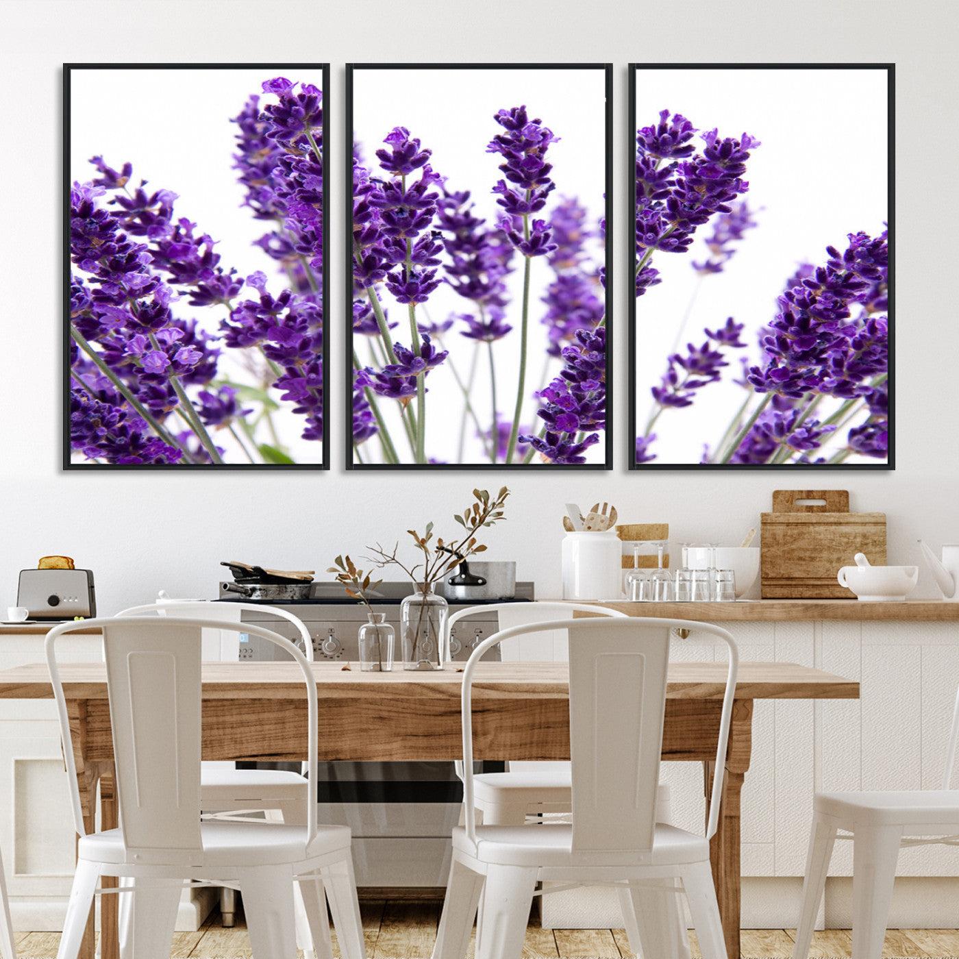 76859-MGV-FC-60X30-3P_Black-Lavender Flower Wall Art Canvas Print