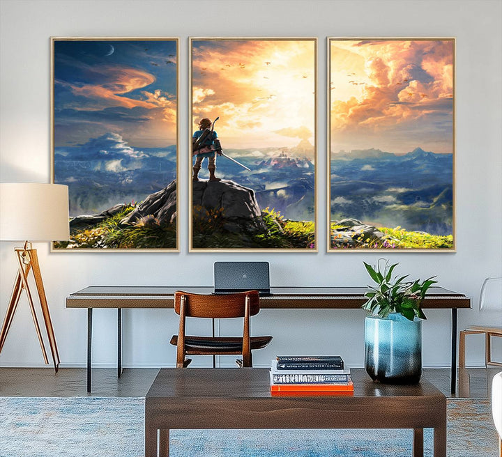 18096-MGV-FC-48X32-3P_Natural-Legend of Zelda Breath of the Wild Game Wall Art Canvas, Legend of Zelda Canvas Print