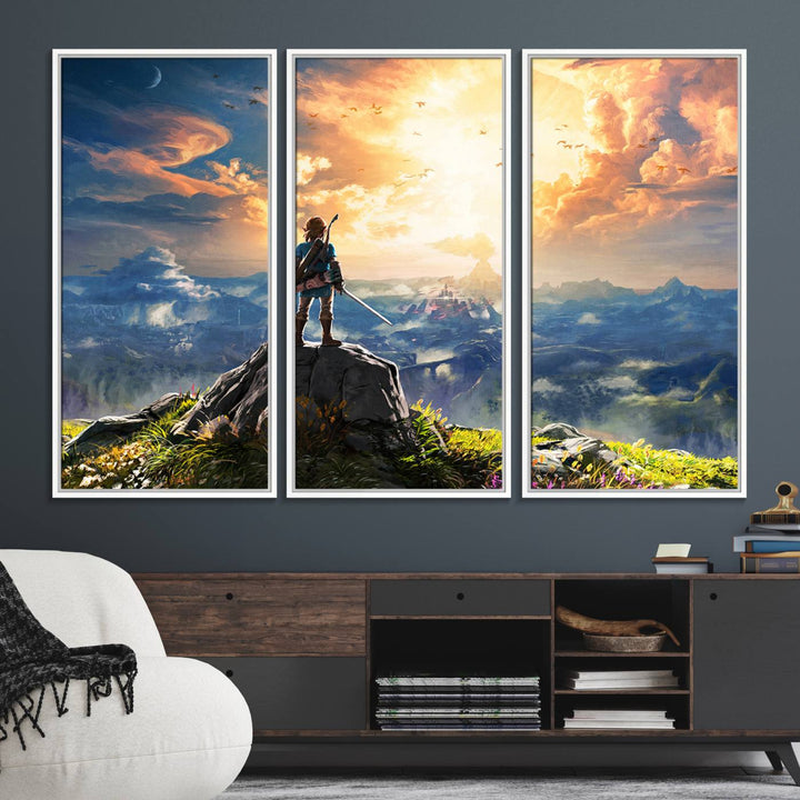 18096-MGV-FC-48X32-3P_White-Legend of Zelda Breath of the Wild Game Wall Art Canvas, Legend of Zelda Canvas Print