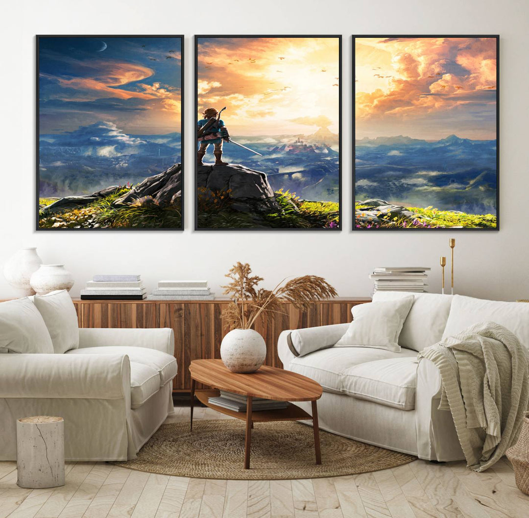18096-MGV-FC-60X30-3P_Black-Legend of Zelda Breath of the Wild Game Wall Art Canvas, Legend of Zelda Canvas Print