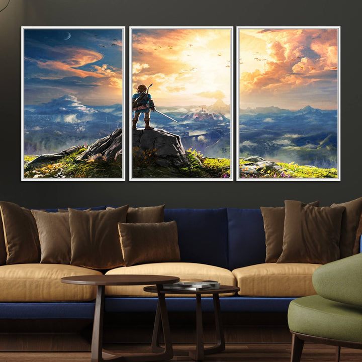 18096-MGV-FC-60X30-3P_White-Legend of Zelda Breath of the Wild Game Wall Art Canvas, Legend of Zelda Canvas Print