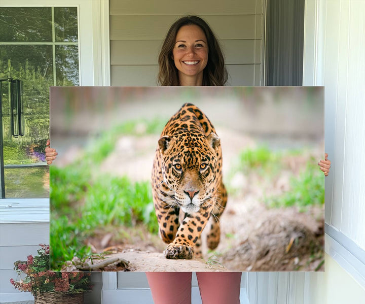 Leopard on the Prowl - Stunning Large Framed Leopard Wall Art Canvas Wall Art for Living Room, Bedroom, or Office Décor, Vibrant Wildlife