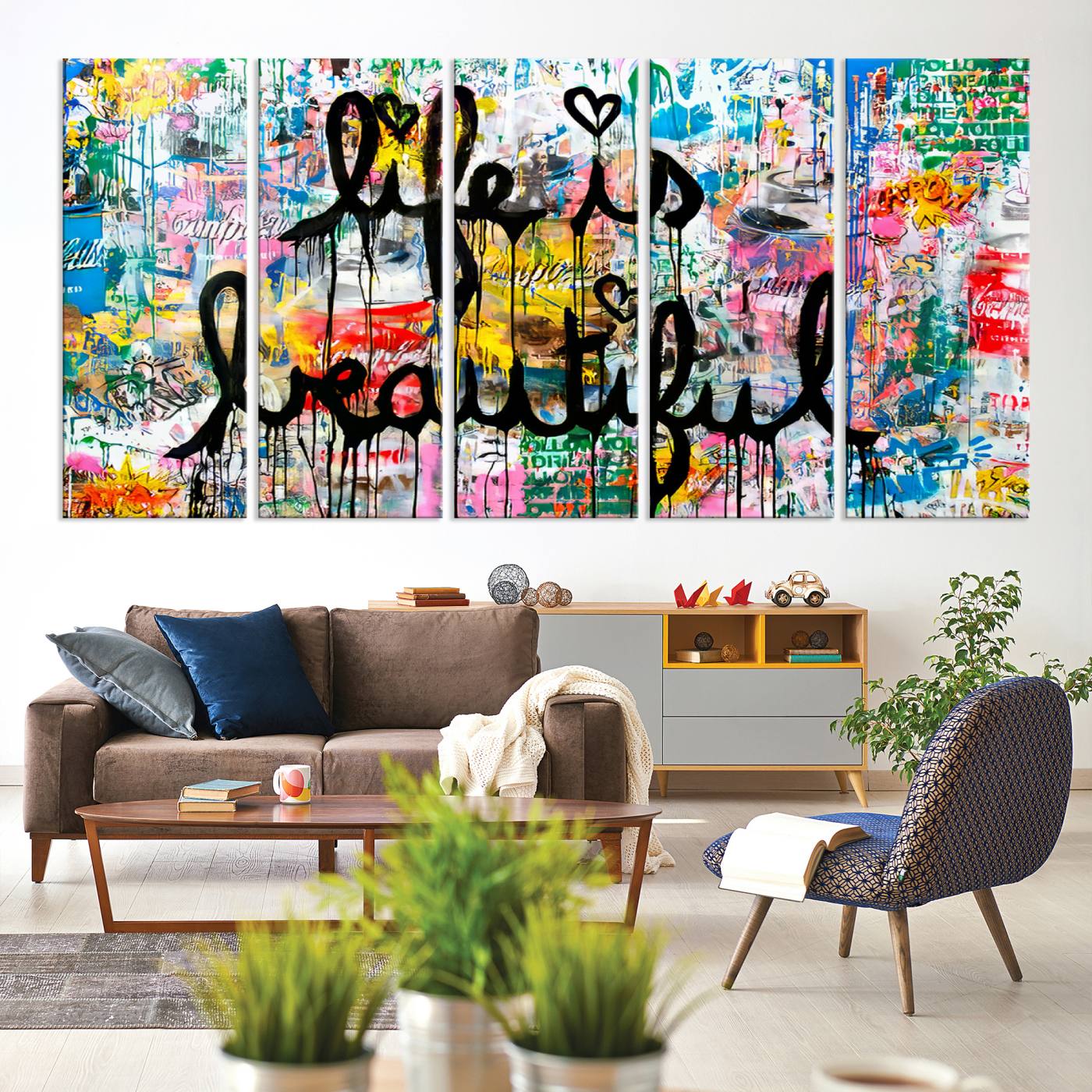 Life Beautiful Art Print - Banksy Graffiti Wall Art Canvas Print | Graffiti Wall Art Canvas Print for Dorm and Living Room Decoration
