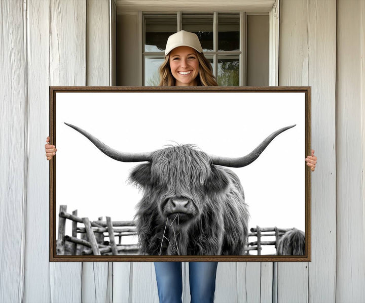 Longhorn Canvas Print, Bighorn Cow Wall Art Canvas Print