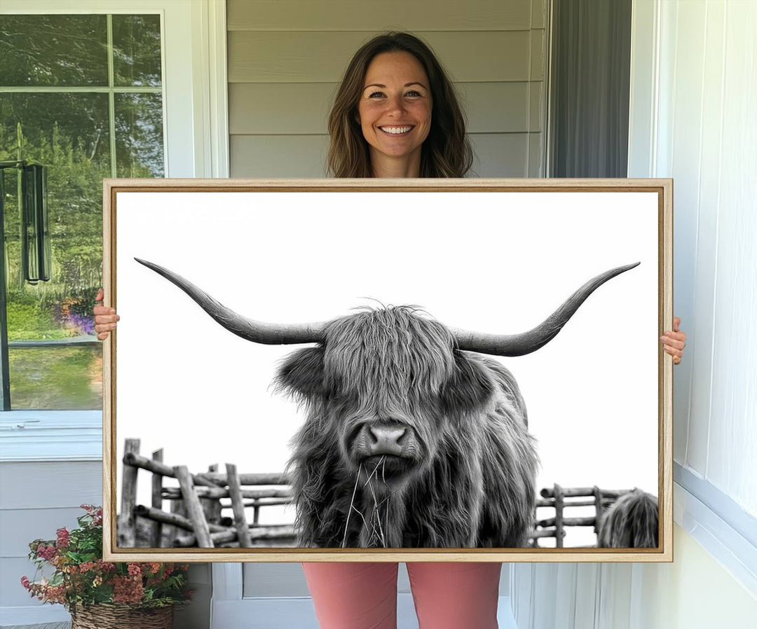 Longhorn Canvas Print, Bighorn Cow Wall Art Canvas Print
