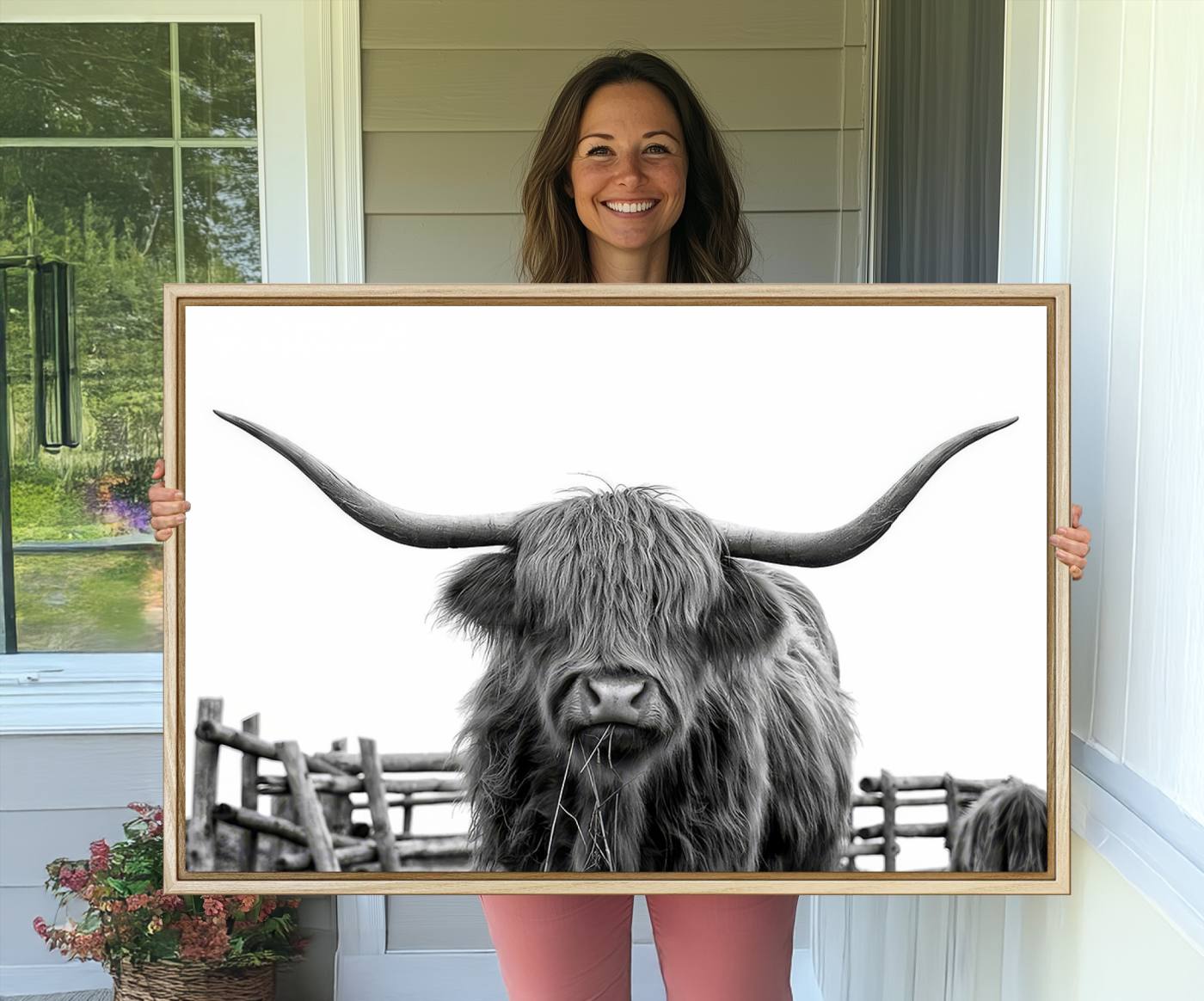58188-MGV-CV-36X24-Longhorn Canvas Print, Bighorn Cow Wall Art Canvas Print