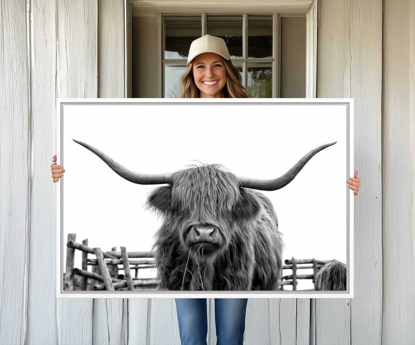 58188-MGV-CV-36X24-Longhorn Canvas Print, Bighorn Cow Wall Art Canvas Print
