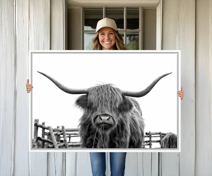 Longhorn Canvas Print, Bighorn Cow Wall Art Canvas Print
