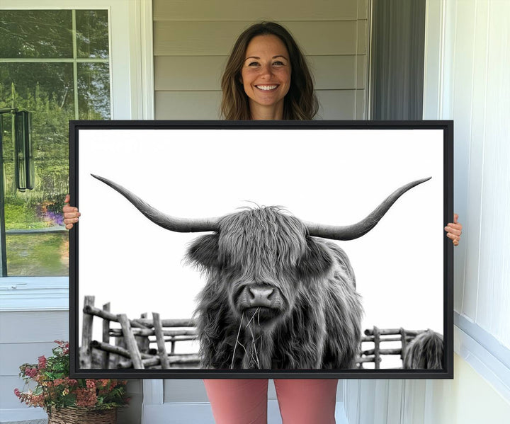 Longhorn Canvas Print, Bighorn Cow Wall Art Canvas Print