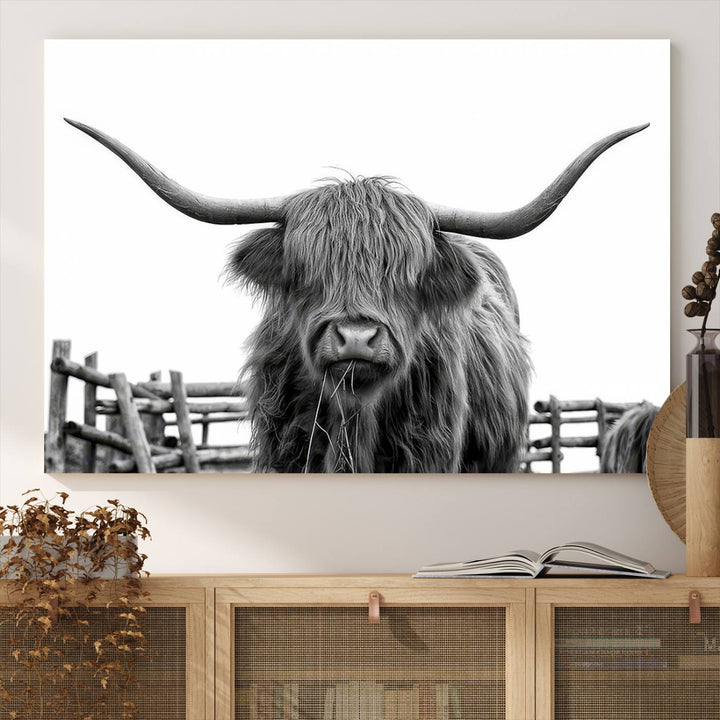 Longhorn Canvas Print, Bighorn Cow Wall Art Canvas Print