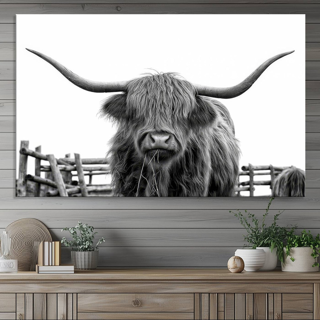 Longhorn Canvas Print, Bighorn Cow Wall Art Canvas Print