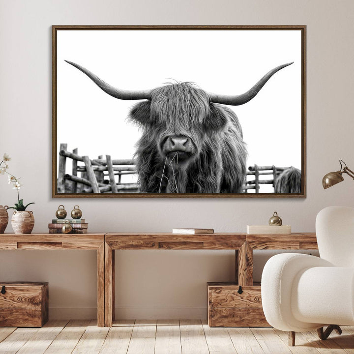 Longhorn Canvas Print, Bighorn Cow Wall Art Canvas Print