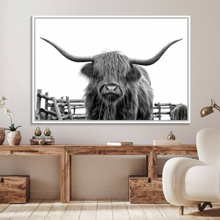 Longhorn Canvas Print, Bighorn Cow Wall Art Canvas Print