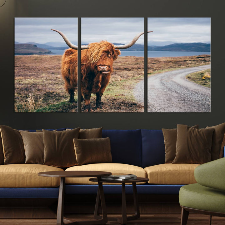 Longhorn Highland Cow Canvas Wall Art Print Animal Photograph Art Canvas