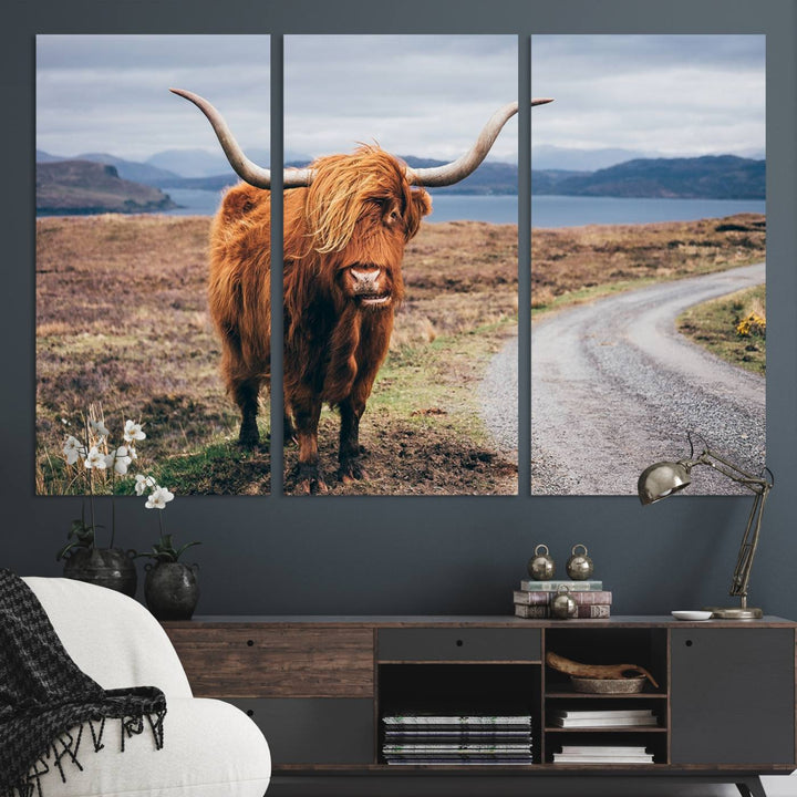 Longhorn Highland Cow Canvas Wall Art Print Animal Photograph Art Canvas