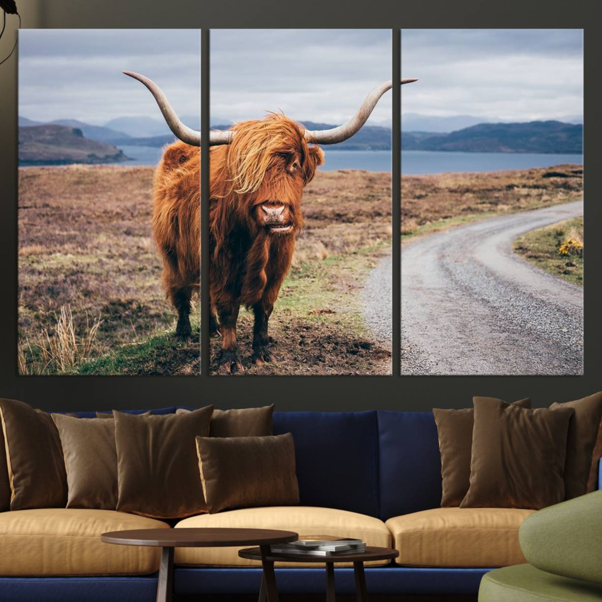 36315-MGV-CV-36X24-Longhorn Highland Cow Canvas Wall Art Print Animal Photograph Art Canvas