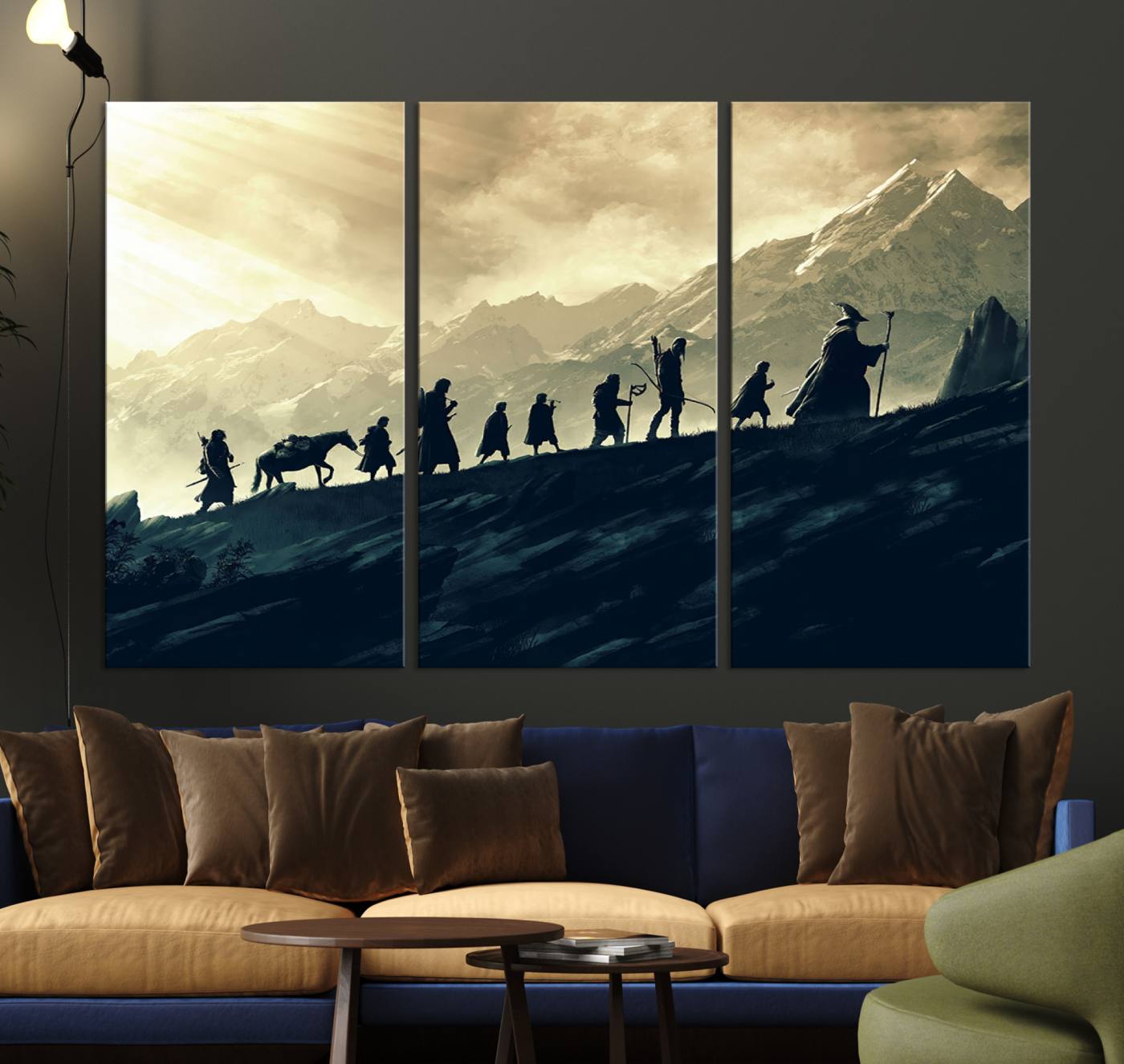 41574-MGV-CV-36X24-Lord of the Rings Silhouette Wall Art Capturing the Epic Quest Through Middle-Earth - The Fellowship's Journey Canvas Print