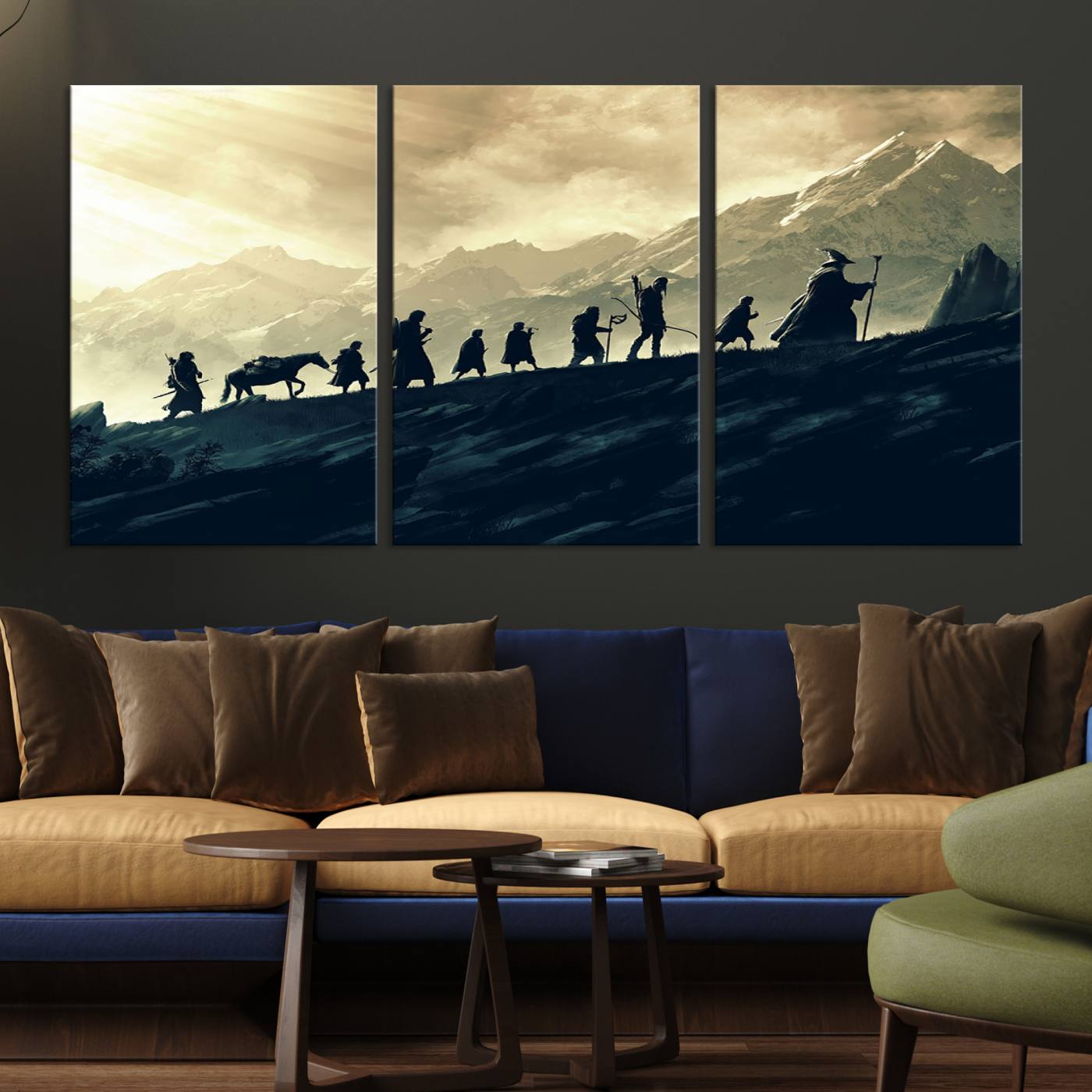 Lord of the Rings Silhouette Wall Art Capturing the Epic Quest Through Middle-Earth - The Fellowship's Journey Canvas Print