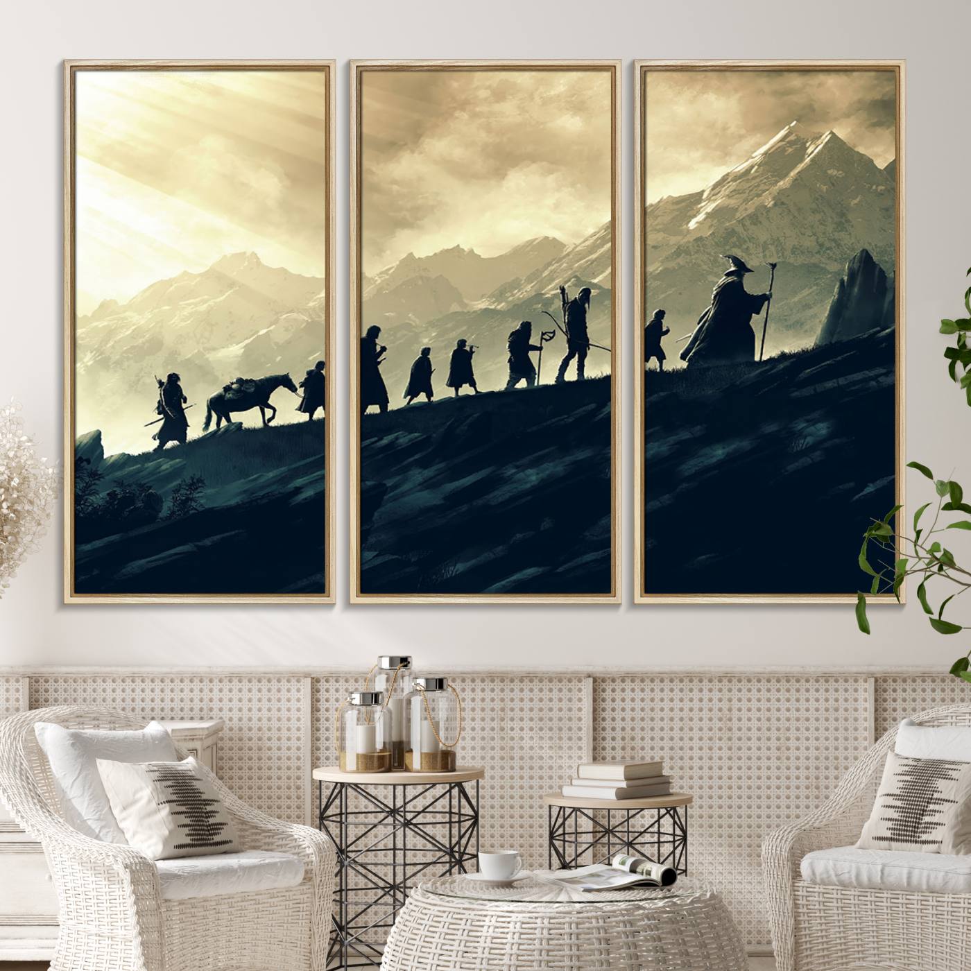41574-MGV-CV-36X24-Lord of the Rings Silhouette Wall Art Capturing the Epic Quest Through Middle-Earth - The Fellowship's Journey Canvas Print