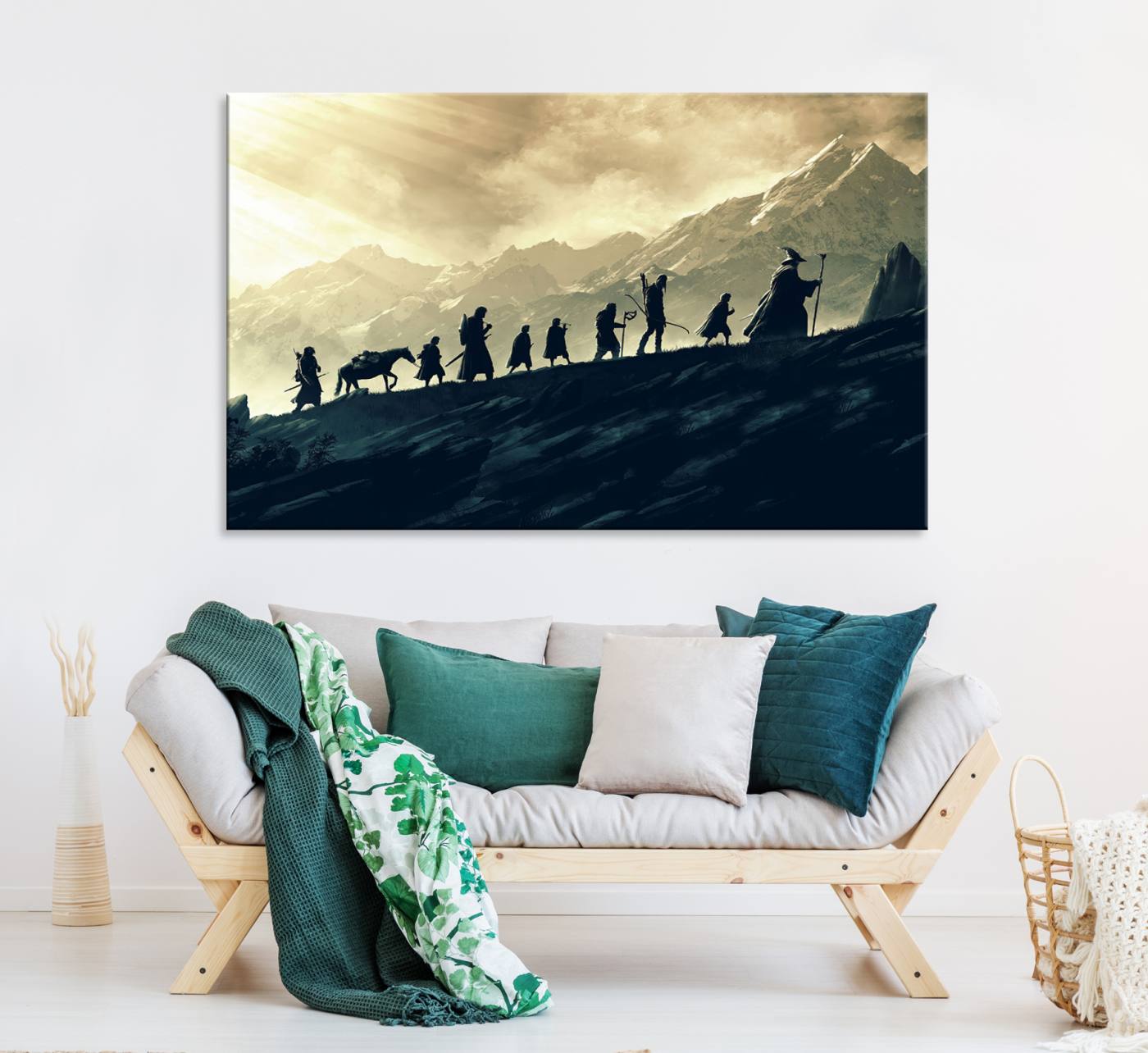 41574-MGV-CV-36X24-Lord of the Rings Silhouette Wall Art Capturing the Epic Quest Through Middle-Earth - The Fellowship's Journey Canvas Print