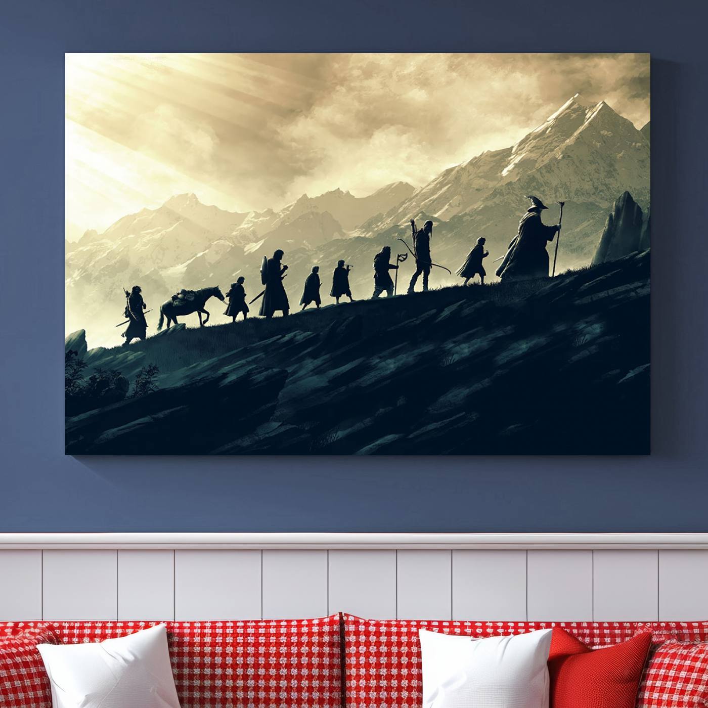Lord of the Rings Silhouette Wall Art Capturing the Epic Quest Through Middle-Earth - The Fellowship's Journey Canvas Print
