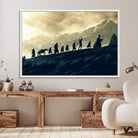 41574-MGV-FC-36X24_White-Lord of the Rings Silhouette Wall Art Capturing the Epic Quest Through Middle-Earth - The Fellowship's Journey Canvas Print