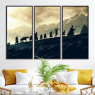 41574-MGV-FC-48X32-3P_Black-Lord of the Rings Silhouette Wall Art Capturing the Epic Quest Through Middle-Earth - The Fellowship's Journey Canvas Print