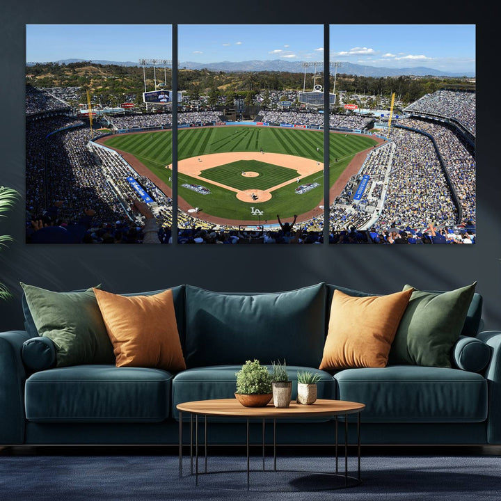 20436-MGV-CV-36X24-Los Angeles Dodgers Dodger Stadium Wall Art Canvas Print - MLB Baseball Stadium Wall Art Canvas Print