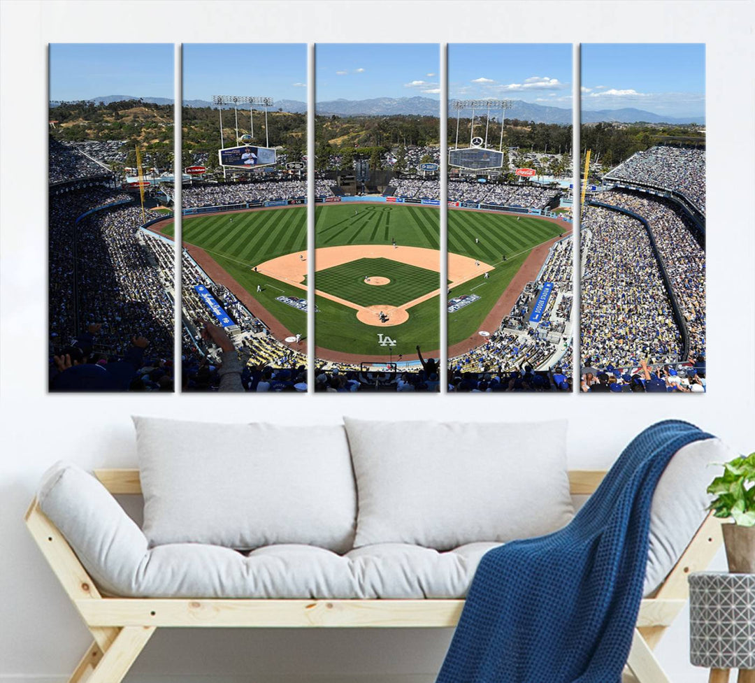20436-MGV-CV-36X24-Los Angeles Dodgers Dodger Stadium Wall Art Canvas Print - MLB Baseball Stadium Wall Art Canvas Print